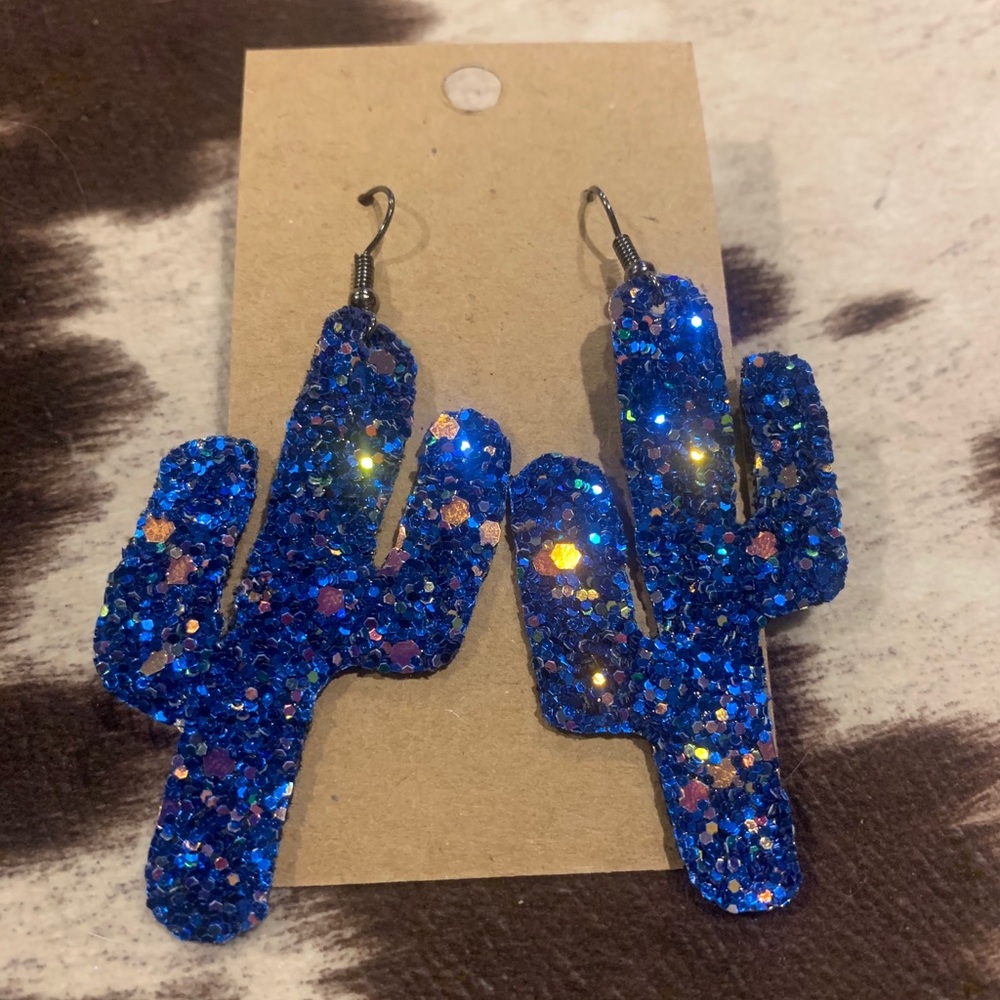 Blue glitter earrings